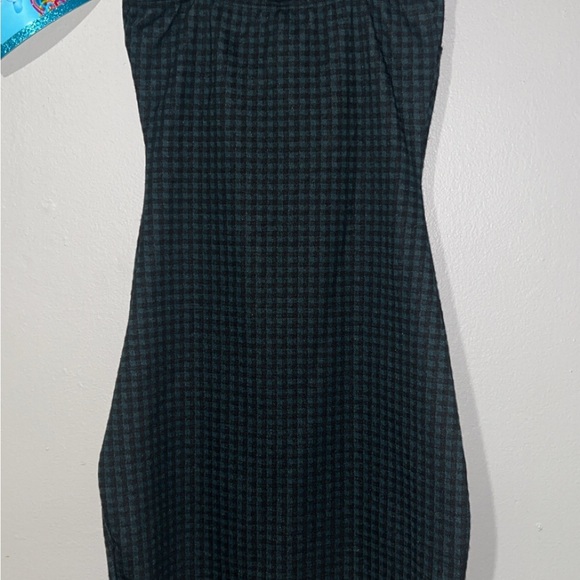 Deep Forest Green and Black Checkered Bodycon Mini Dress - Picture 2 of 6